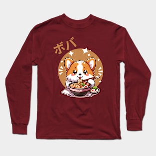 Kawaii Corgi Eating  Ramen Long Sleeve T-Shirt